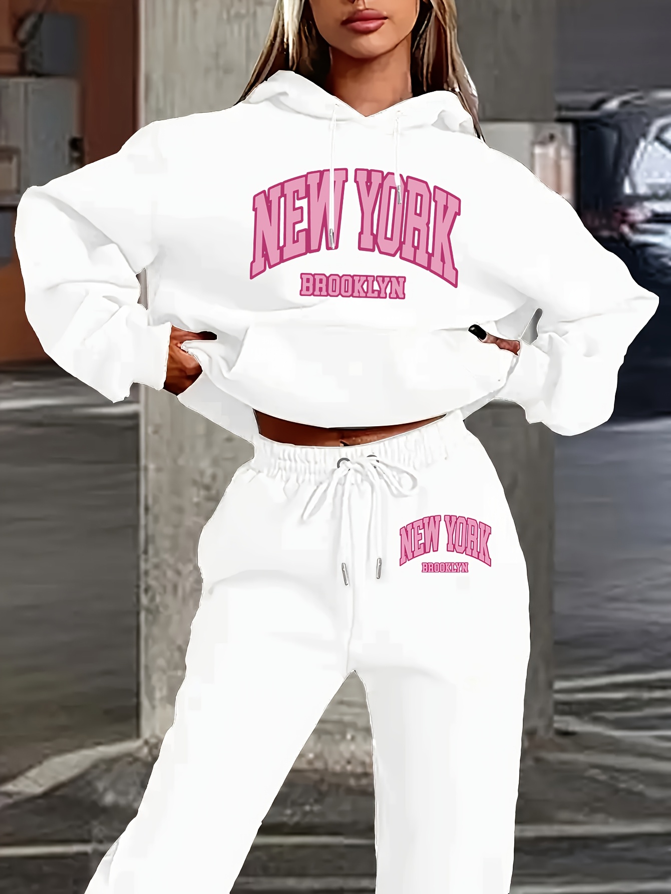 Winter Clothing For Women - Women 2Pcs Letter Print Outfit, Hoodie