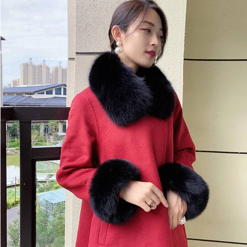 100% Real Fox Fur Collar Winte - Winter Clothing Pk ulasan dan harga