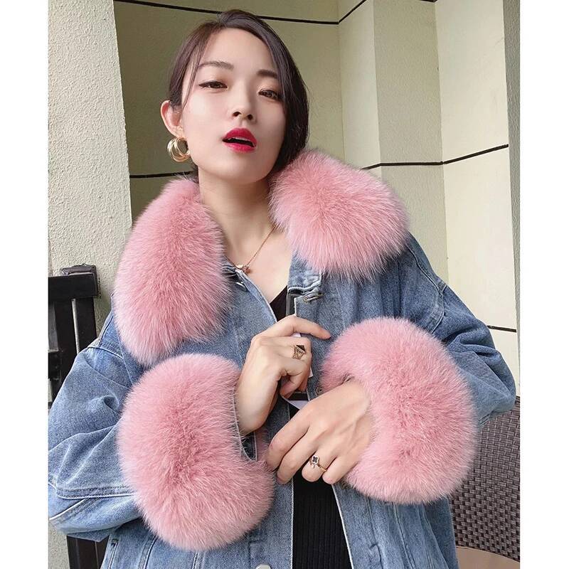 100% Real Fox Fur Collar Winte - Winter Clothing Pk ulasan dan harga
