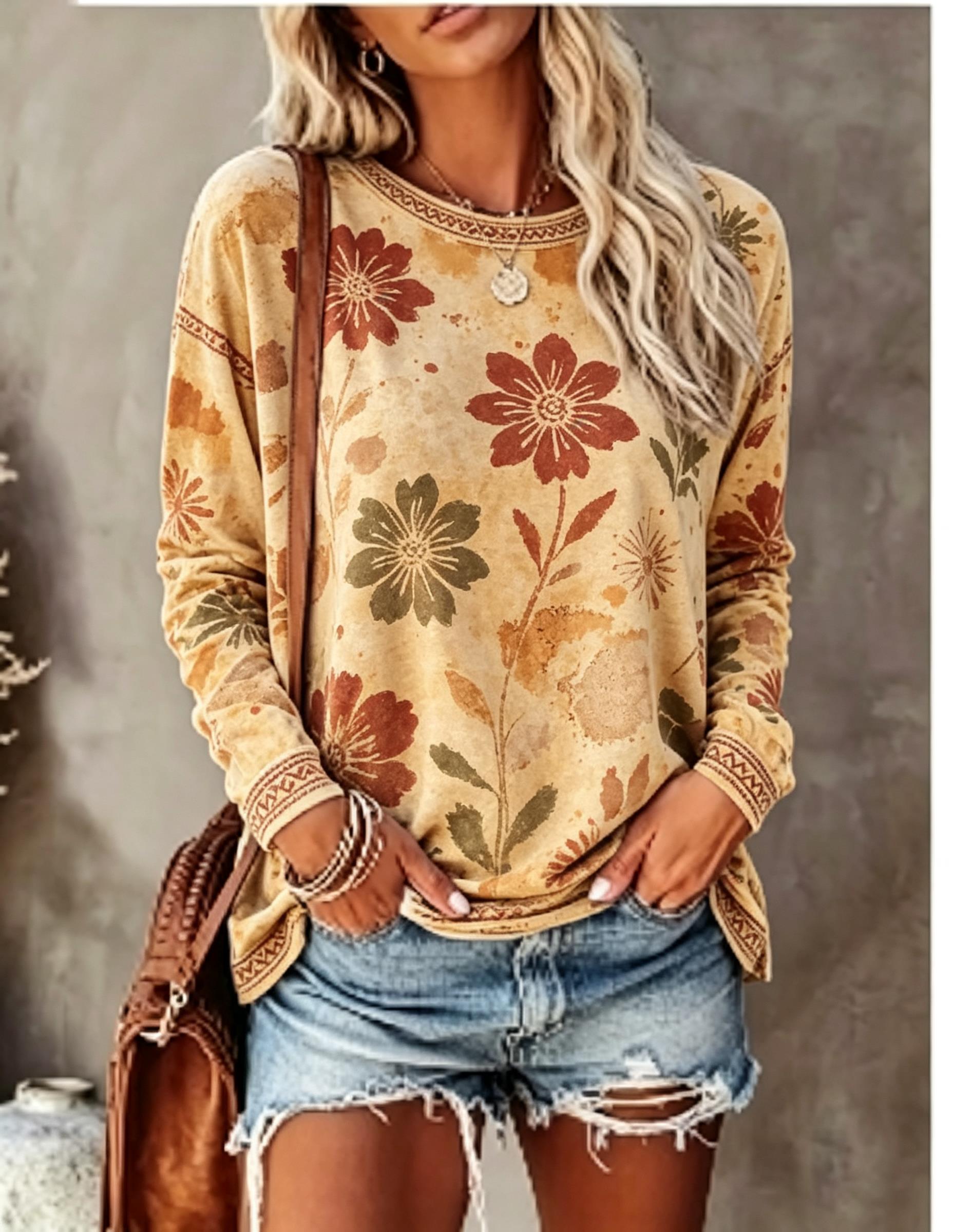 Women Crew Neck Long Sleeve T‑ - Winter Clothing For Women ulasan dan harga